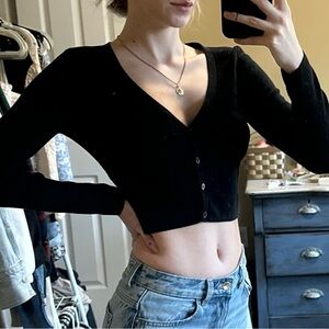 Babaton Black Cropped Cardigan SZ XS